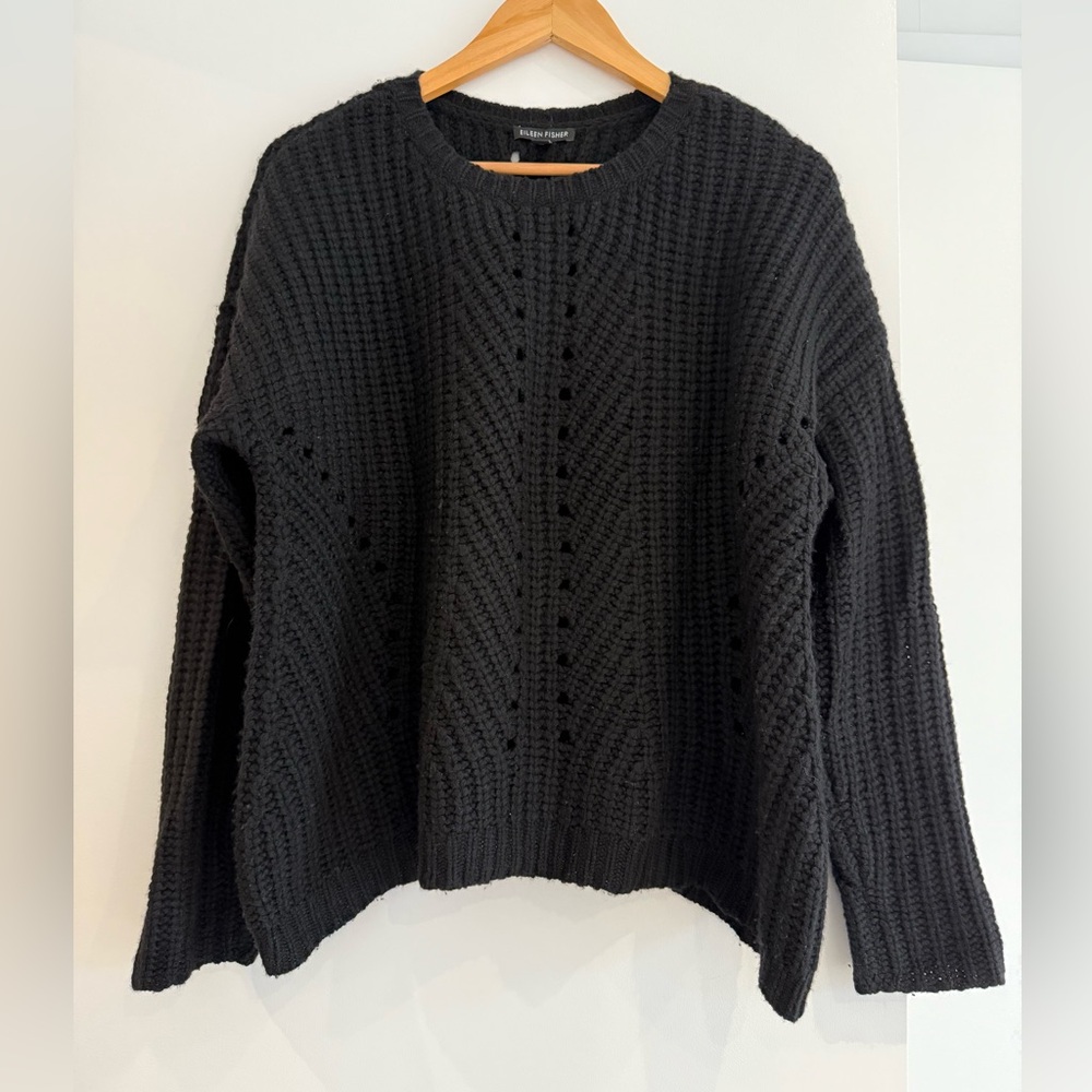 Eileen Fisher Black Recycled Cashmere Sweater